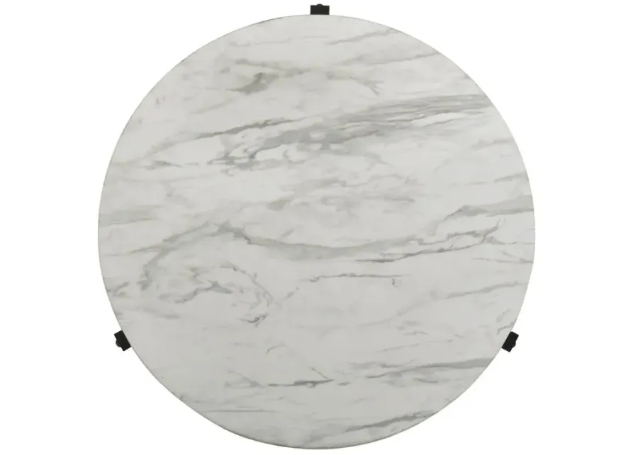 Coaster Tandi Round Faux Marble Coffee Table White & Black-37