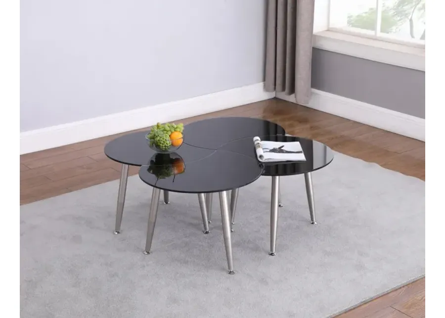 Chintaly Black Contemporary Shaped-Top Glass Cocktail Table-24