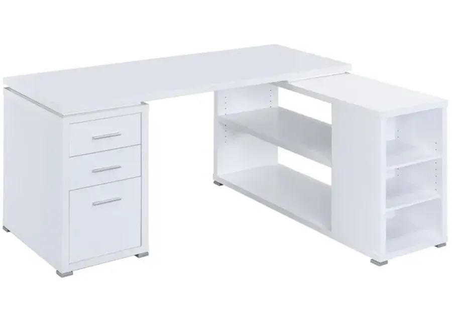 Coaster Yvette 60 Inch 3-Drawer L-Shape Computer Desk White-60