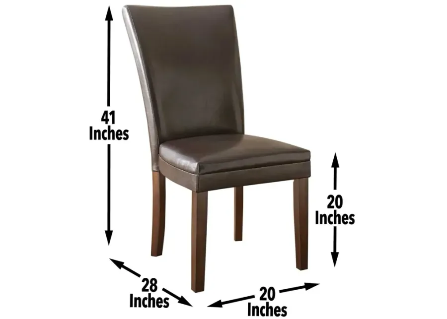 Steve Silver Hartford Brown Leather Side Chair In Dark Oak Finish-20