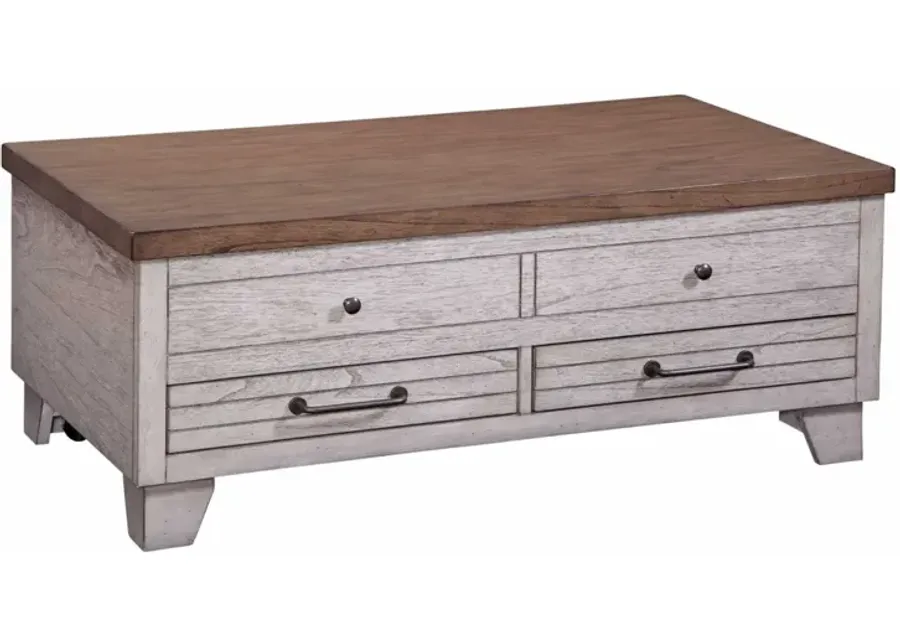 Steve Silver Bear Creek Lift-Top Cocktail Table In White & Honey Smoke-46