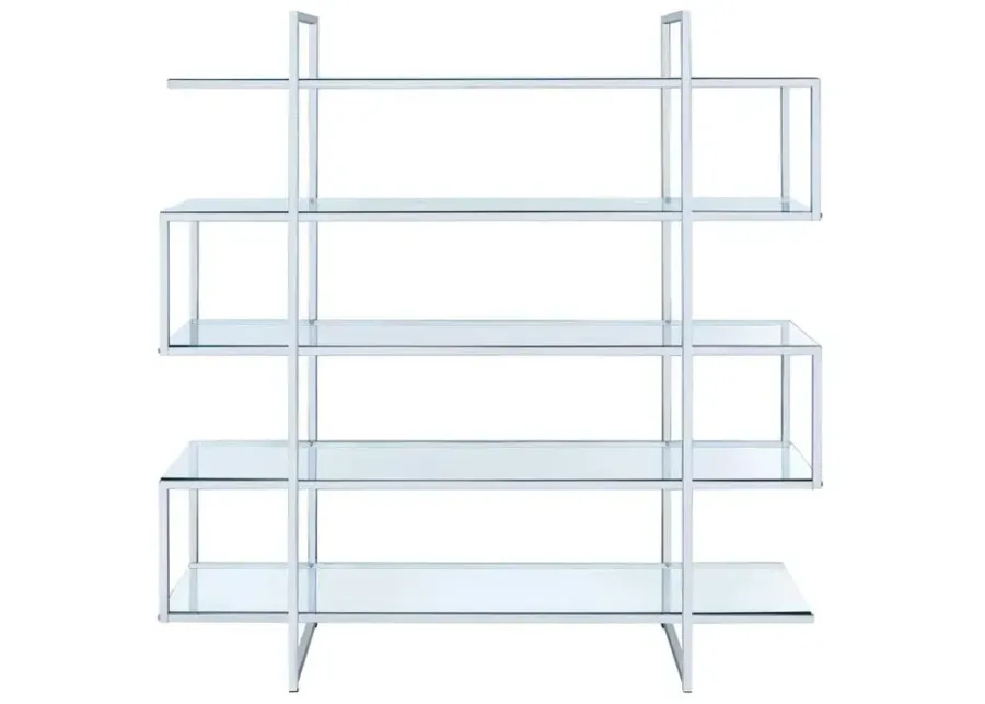 Coaster Elmer 63 Inch 5-Shelf Bookshelf Clear & Chrome-59