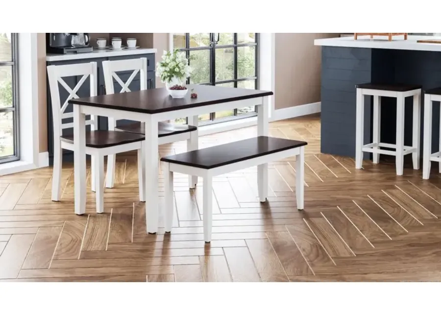 Jofran Asbury Park Table with 2 Chairs, Bench White Autumn Brown-48