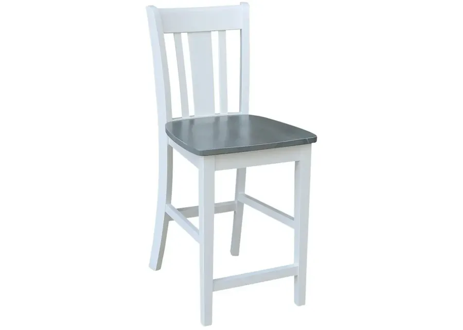 John Thomas Dining Essentials San Remo Wood Stool in Heather Gray & White-17.25