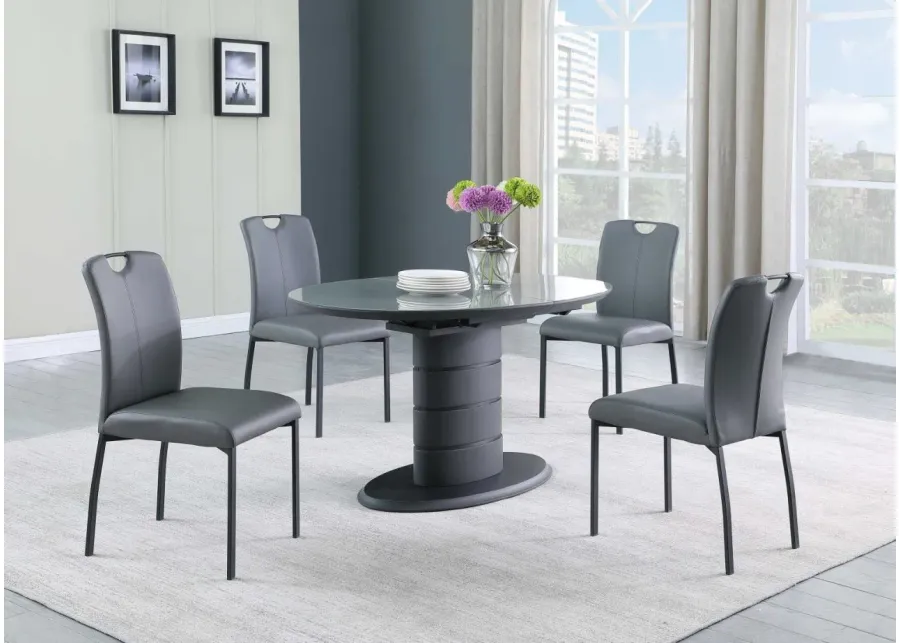 Chintaly Kelly Grey Contemporary Handle Back Side Chair with Metal Legs-17.72
