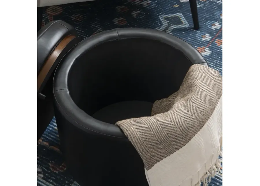 Linon Blanche Polyurethane Black Storage Ottoman-18