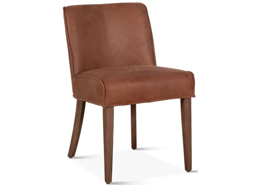 Home Trends Design Grosvenor Tan Leather Side Armless Chair-19