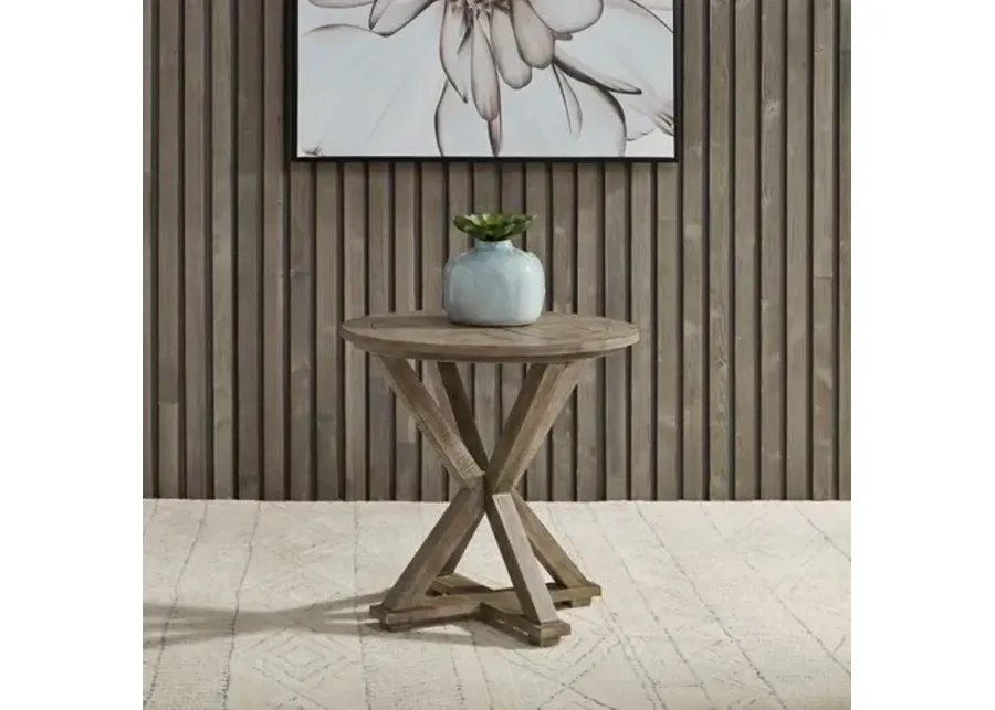 Liberty Furniture Parkland Falls Weathered Taupe Round End Table-24