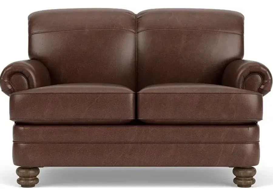 Flexsteel Bay Bridge Brown Traditional Leather Loveseat-60