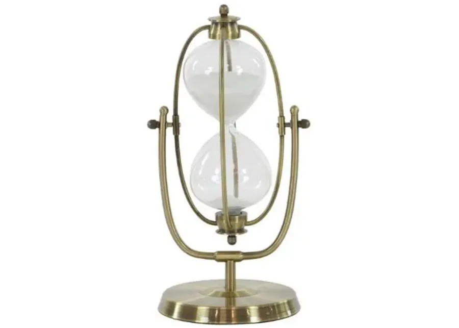 UMA Home Decor Brass Glass Timer 13"X6"X6"-13