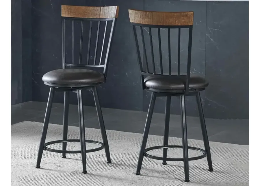 Steve Silver Tyler Black 24-Inch Counter-Height Swivel Stool In Chestnut-19