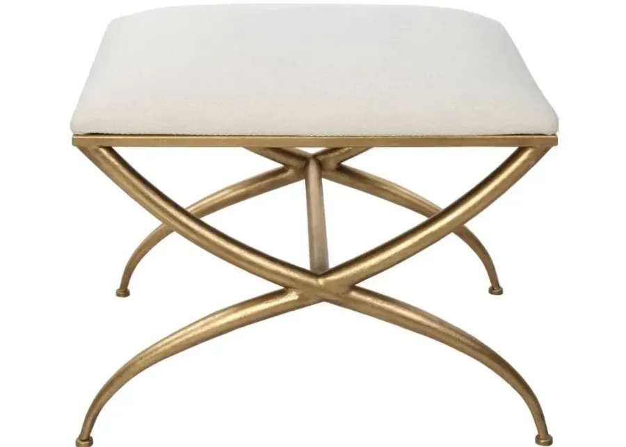 Uttermost Crossing Gold/White Small Bench-24