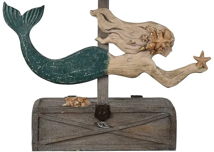Crestview Mermaid Treasure Blue & Wood Table Lamp-22