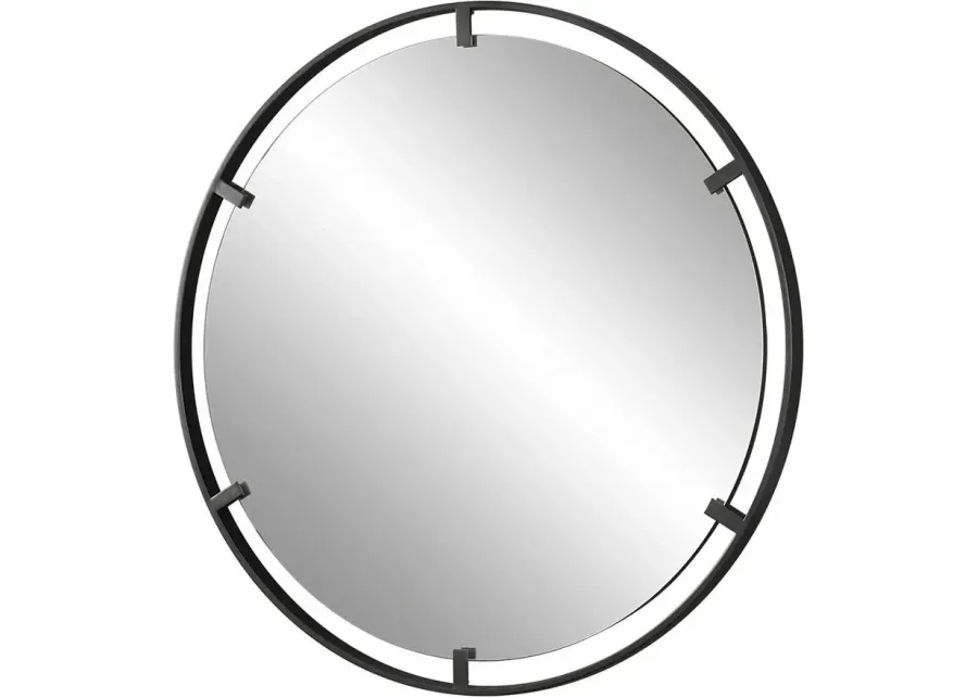 Uttermost Cashel Satin Black Round Iron Mirror-34