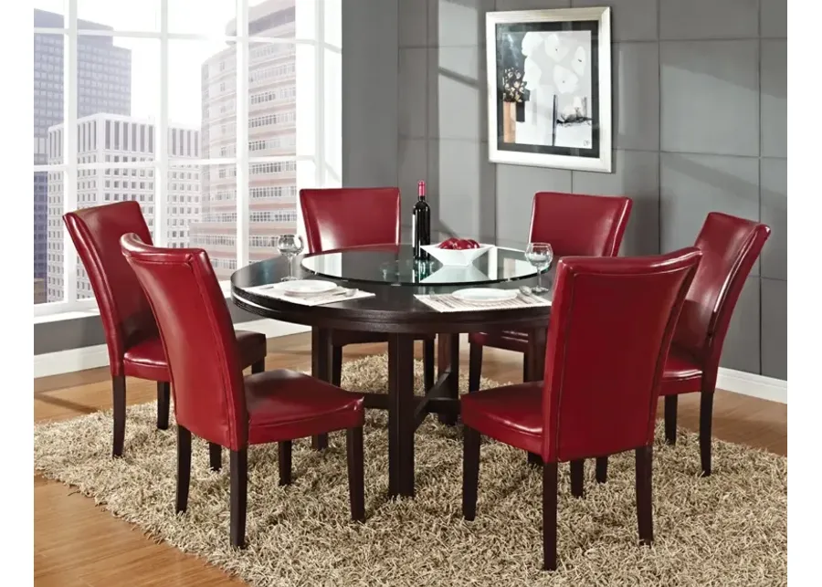 Steve Silver Hartford Red Vegan Leather Side Chair In Dark Oak Finish-20