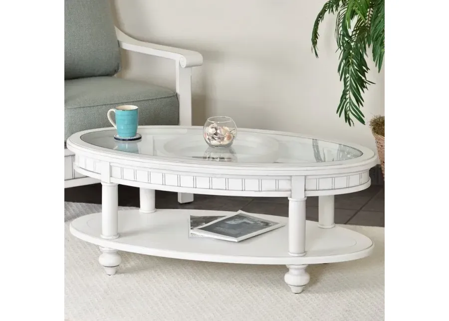 Seawinds Monaco Oval Coffee Table with Pelican Insert Blanc Finish-46