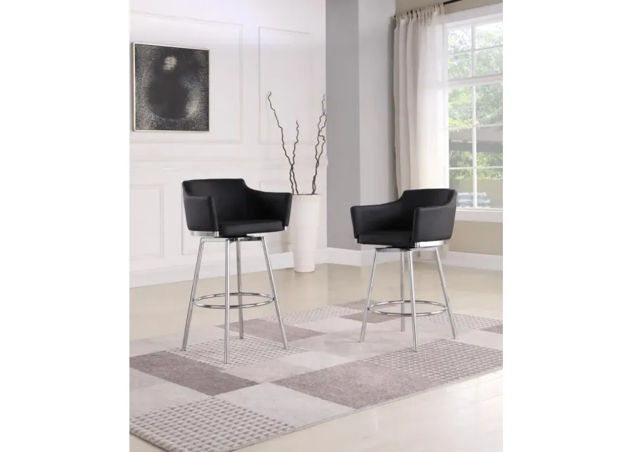 Chintaly Dusty Black Modern Club Bar Stool with Memory Swivel-22.24