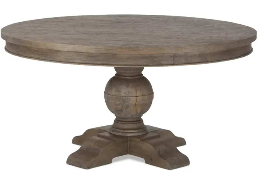 Home Trends Design Colonial Plantation 60" Round Dining Table in Weathered Teak Finish-60