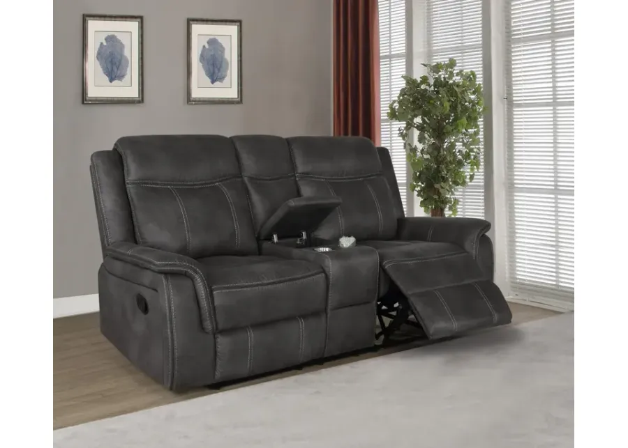 Coaster Lawrence Upholstered Padded Arm Reclining Loveseat Charcoal-74