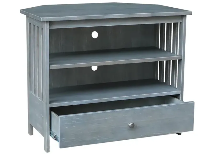 John Thomas Destinations Mission Corner TV Stand in Heather Gray-35.5