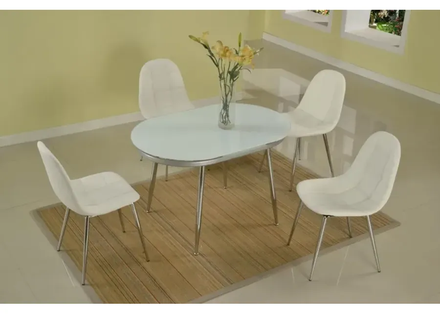 Chintaly Donna White Waffle Tufted Side Chair with Bucket Seat-18.7