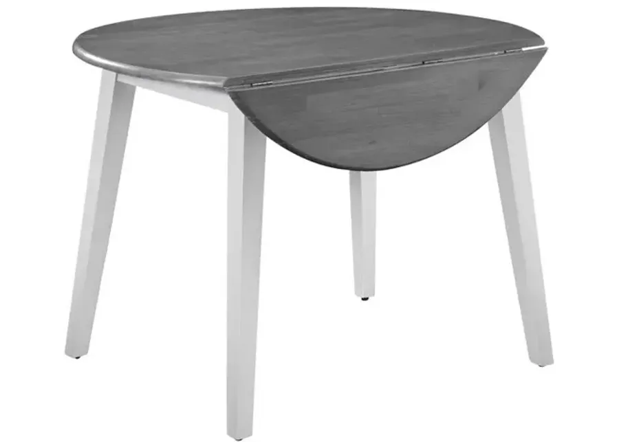 John Thomas Dining Essentials 42 Inch Round Drop Leaf Table in Heather Gray & White-42