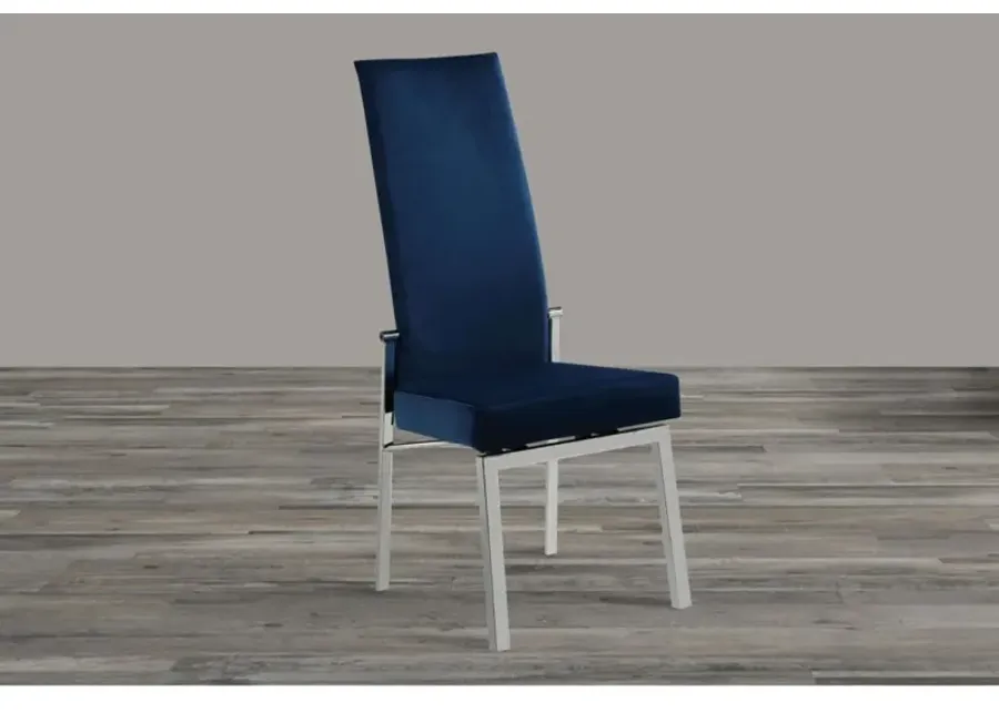 Chintaly Anabel Blue Contemporary Motion Back Side Chair with Chrome Frame-17.72