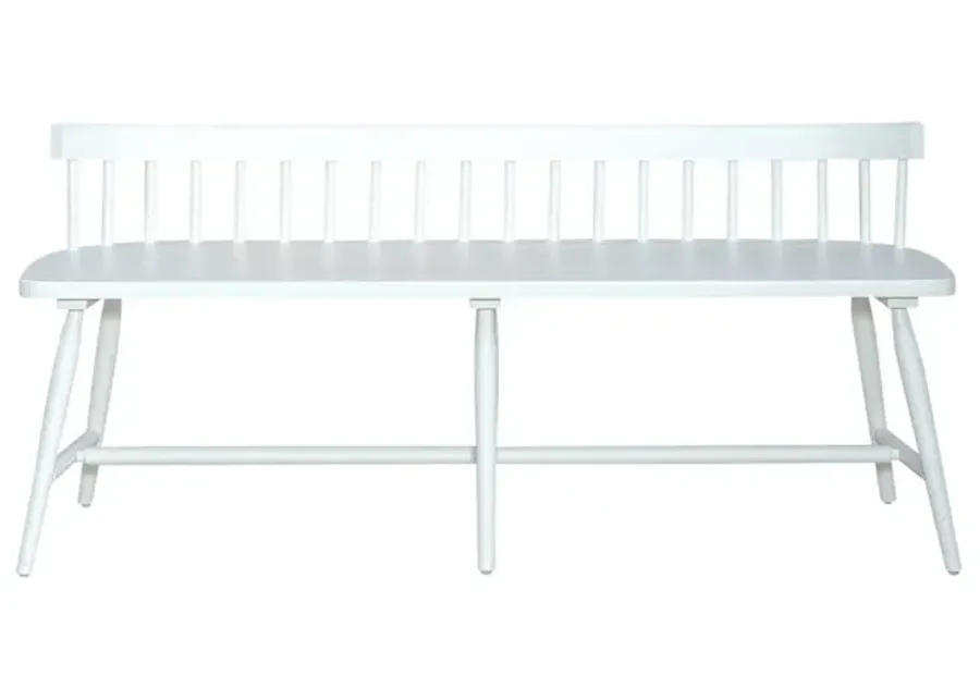Liberty Furniture Capeside Cottage Porcelain White Spindle Back Dining Bench-48
