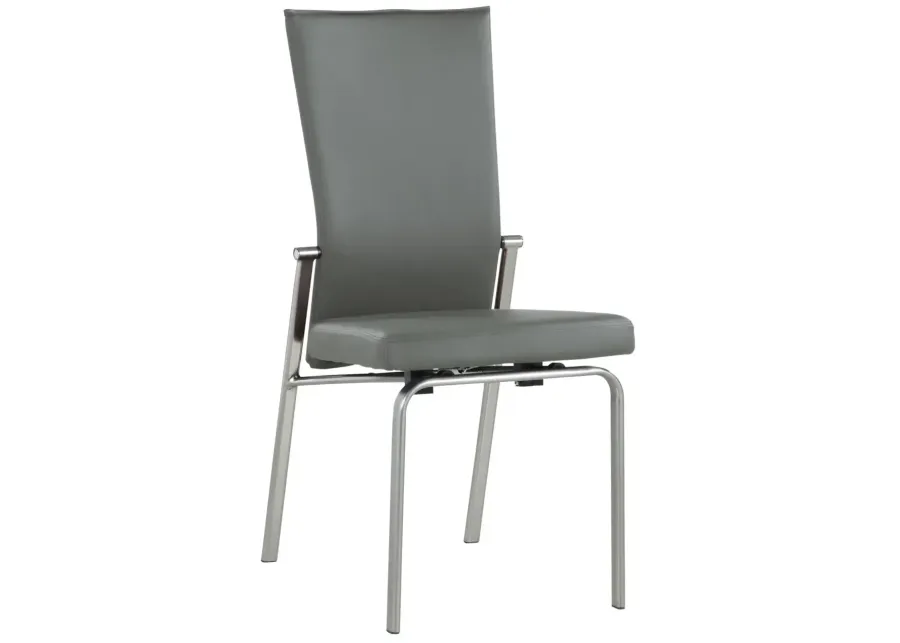 Chintaly Molly Grey Contemporary Motion-Back Side Chair with Brushed Steel Frame-18.11