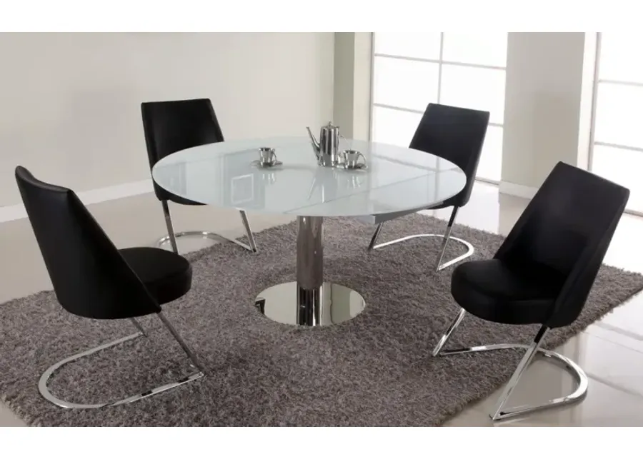 Chintaly Tami Contemporary Motion-Extendable White Glass Dining Table-57.09