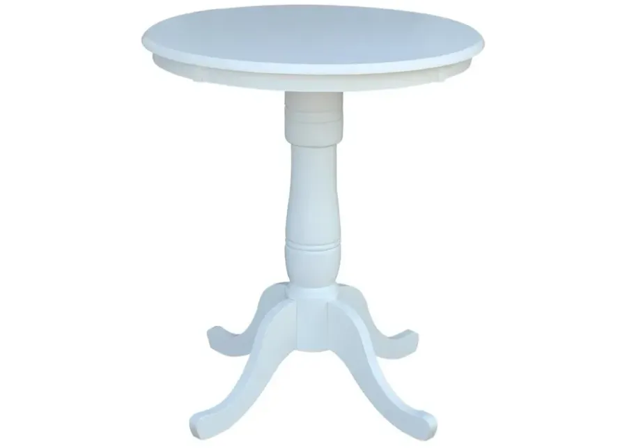 John Thomas Dining Essentials 30 Inch Round Table Top with 36 Inch Traditional Pedestal Base with Extension in Pure White-30