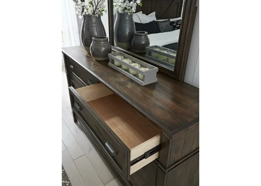 American Woodcrafters Farmwood Whiskey Barrell Queen Panel Bed Dresser & Mirror-66
