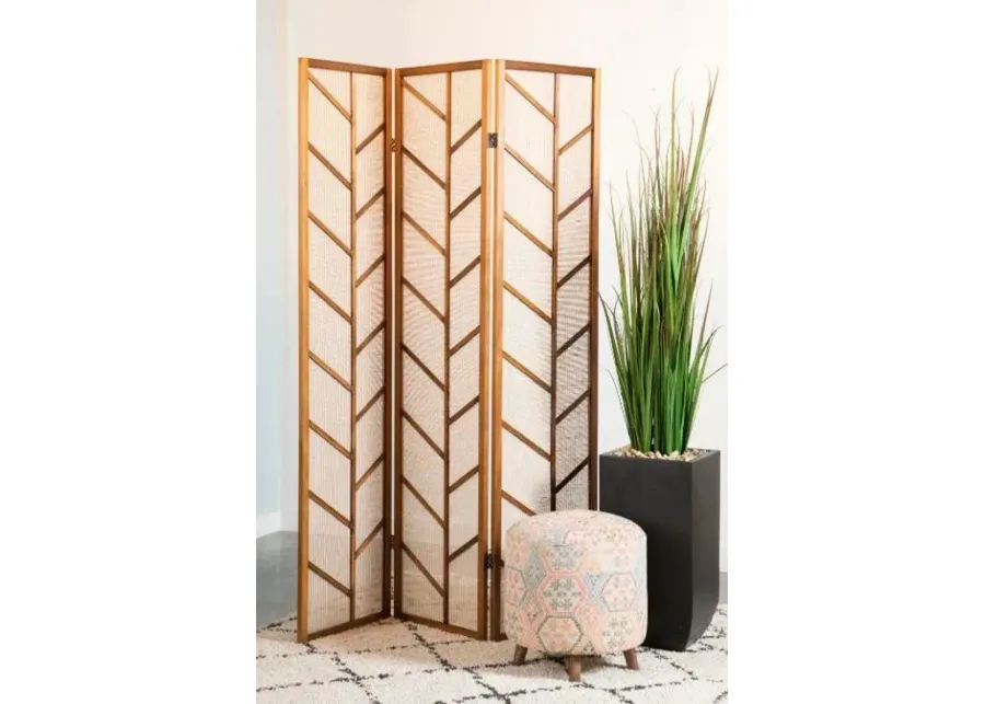 Coaster 3-Panel Room Divider Tan Jute/Walnut-52