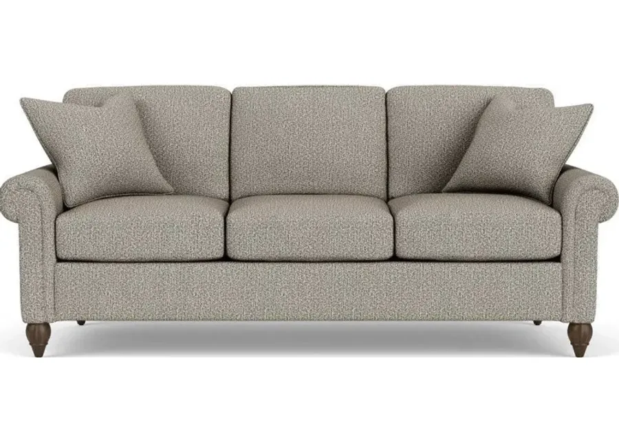 Flexsteel South Haven Gray Quarry Rolled Arm Sofa with Round Legs-86