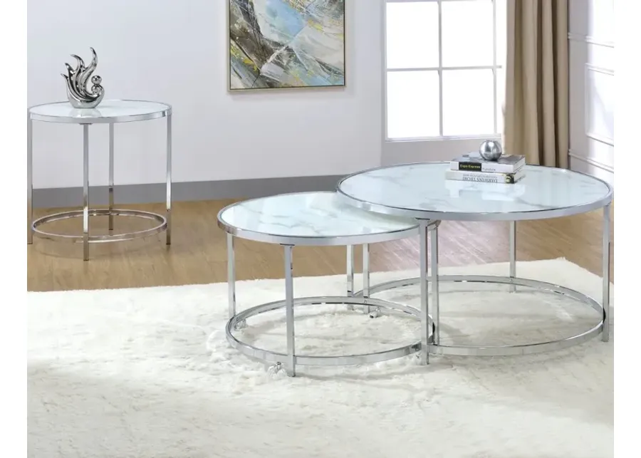 Steve Silver Raynemarble End Table With Chrome Finish-24
