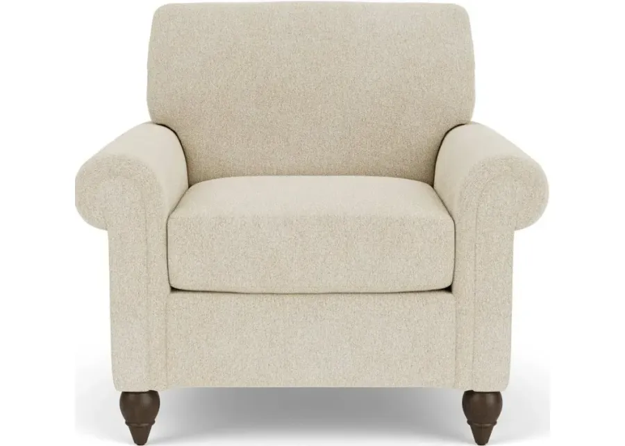 Flexsteel South Haven White Shell Rolled Arm Chair with Round Legs-38