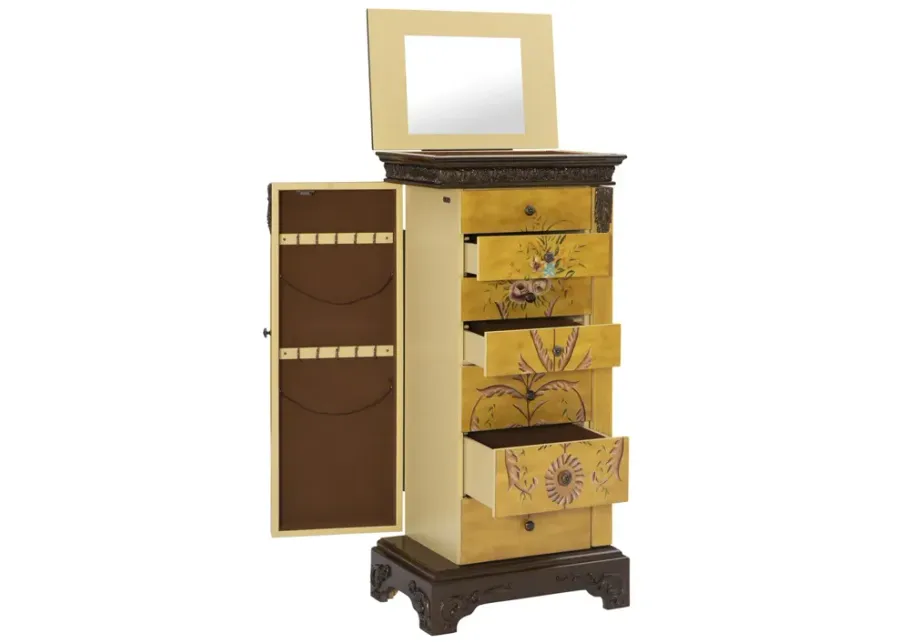Powell Masterpiece Antique Parchment Hand Painted Jewelry Armoire-20