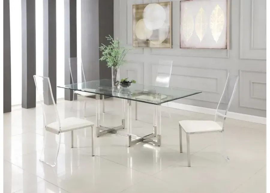 Chintaly Yasmin Contemporary Dining Set with 44 Inch X 84 Inch Glass Table & 4 Chairs-44