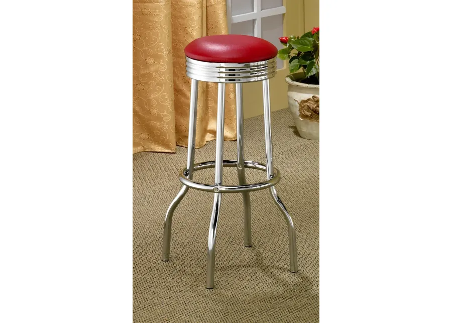 Coaster Retro Upholstered Metal Swivel Bar Stool Red-19