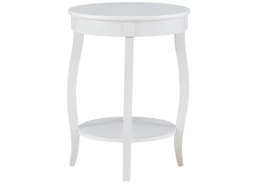 Powell White Round Table with Shelf-18
