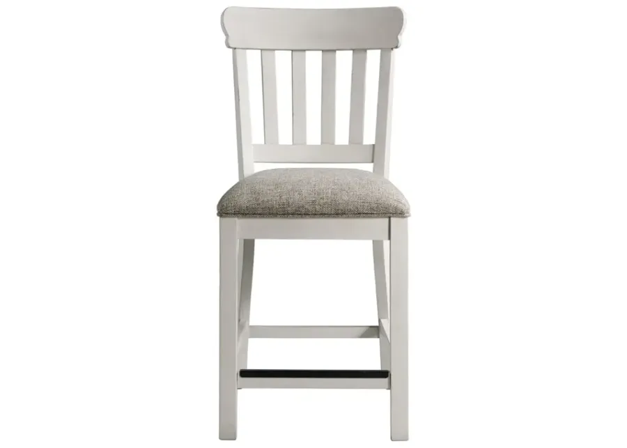 Intercon Drake Two-Toned Rustic White & French Oak Upholstered Counter-Height Slat Stool-20.5