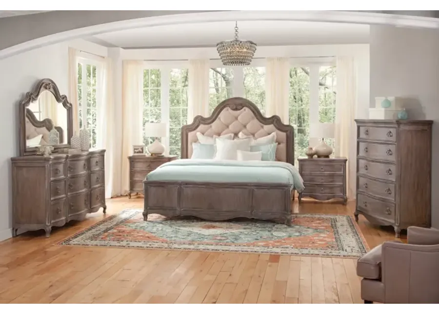 American Woodcrafters Genoa Antique Grey Queen Tufted Upholstered Headboard-63