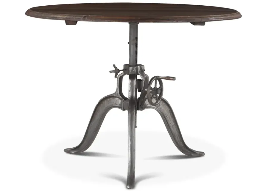 Home Trends Design Industrial Loft 48" Adjustable Crank Round Table with Reclaimed Teak Top-48