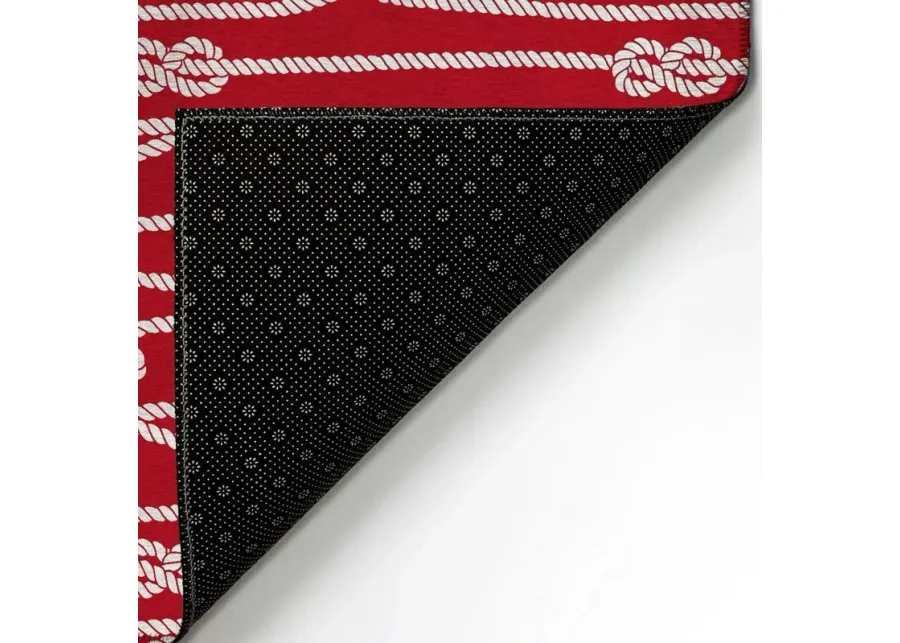 Dalyn Crimson Currents Bold Red Nautical Rope Stripe 5'X8' Area Rug-90