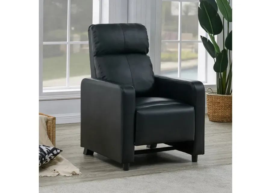Coaster Toohey Upholstered Home Theater Push Back Recliner Black-29.5