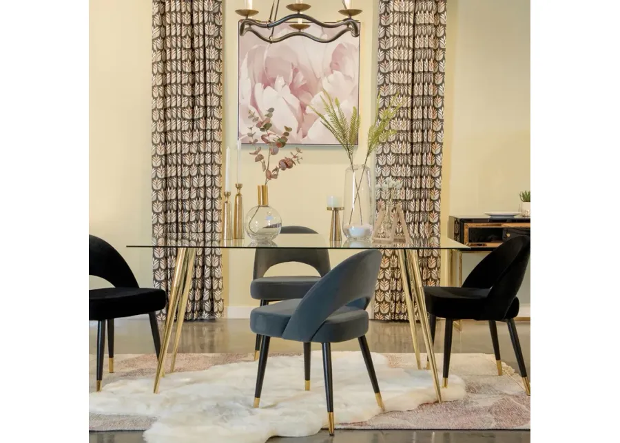 Coaster Gilman Rectangular 64 Inch Glass Top Dining Table Gold-64