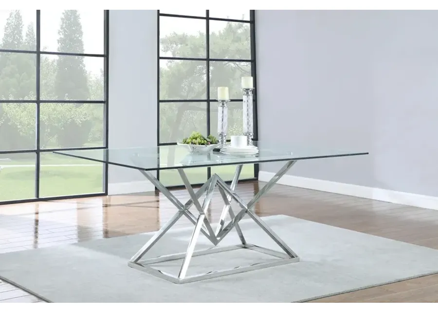Coaster Beaufort Rectangular 71 Inch Glass Top Dining Table Chrome-71