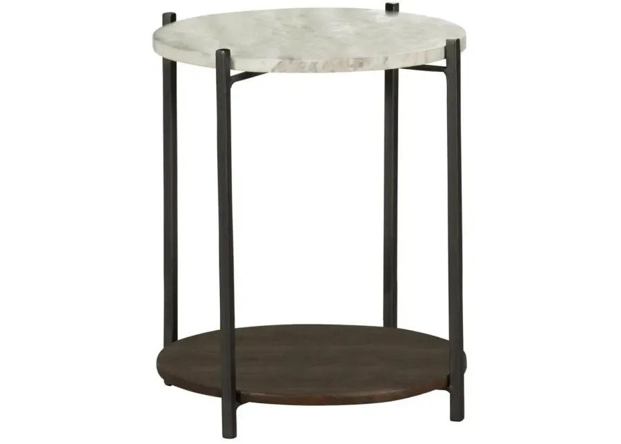 Coaster Noemie Round Marble Top Accent Side Table White & Gunmetal-17.5