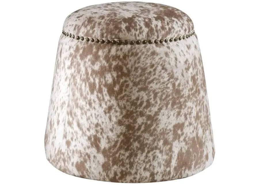 Uttermost Gumdrop Cow Hide Brown/White Ottoman-18.5