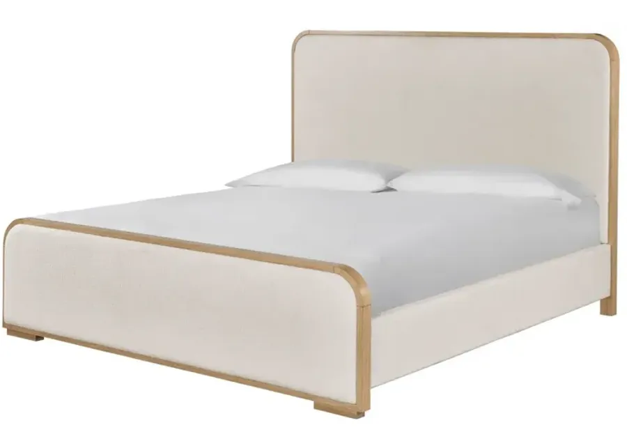 Universal Nomad Canberra Ivory/Tech Oak King Upholstered Panel Bed-81